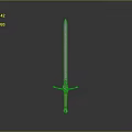 Medieval Sword Weapon with Metal Blade Crossguard and Wooden Hilt on Reflective Surface