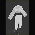 Traditional Themed Clothing Set With Dragon Design Mesh Sleeves And Colorful Pants