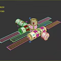 Space Station Equipment Structure With Connected Modules And Solar Panels