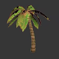 Realistic 3D Palm Tree With Green Leaves Brown Knotted Trunk Against Gray Background