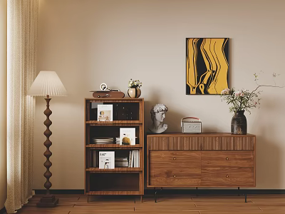 Modern Restaurant Solid Wood Sideboard Side Cabinet High and Low Cabinet 3d model