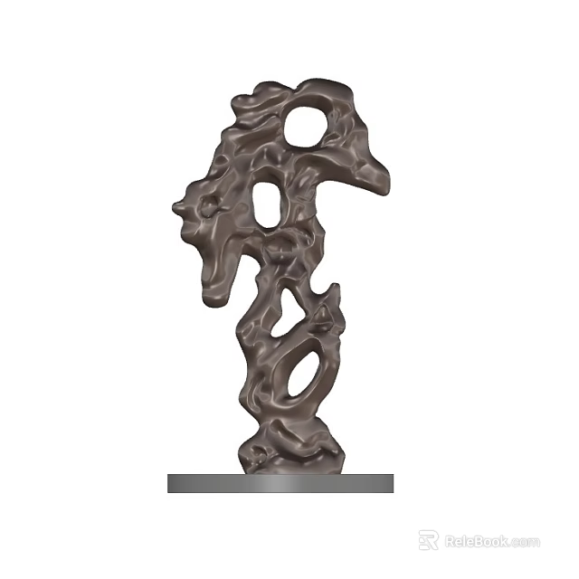 Abstract Metal Ornament Decor Set With Hollow Design And Stable Base 3d model 
