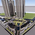 Modern High Rise Residential Buildings With Glass Curtain Walls And Green Surroundings