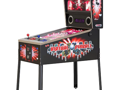 Entertainment Appliance Natural Pinball Machine with Coin Slot Joystick and Display Screen 3d model