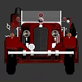 Vintage Red Fire Truck with Ladder Water Tank and Classic Structure