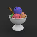 Colorful Creamy Ice Cream Scoops in White Bowl Topped with Cinnamon Stick