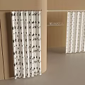 White Curtains with Black Star and Small Patterns in Modern Interior Space 3d model