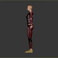 3D Warrior Character Model In Red Purple Armor With Golden Boots And Shoulder Pads
