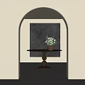 Quiet table in ancient table 3d model