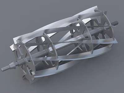 Garden Landscape 3D Metal Mechanical Structure Featuring Blades And Axle Design 3d model