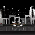 ROSEONLY Showroom Interior With Armchairs Side Table Arched Doorways Flowers And Lighting