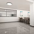 Modern Commercial Kitchen Space With Stainless Steel Worktables Shelves And Chef Preparing Vegetables
