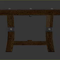 Rustic Wooden Table With Plank Top Metal Brackets And Sturdy Legs