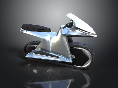 Futuristic Silver Vehicle With Streamlined Design Black Seat And Large Tires 3d model