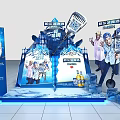 Harbin Beer Promotional Display Stand With Blue Ice Theme And Character Cutouts
