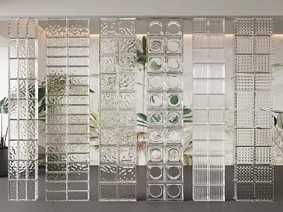 Modern glass brick partition screen 3d model