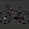 Black and Pink Mountain Bike With Wide Tires Disc Brakes And Stylish Frame