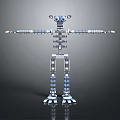 Mechanical Humanoid Robot With Extended Arms And Assembled Parts Structure 3d model