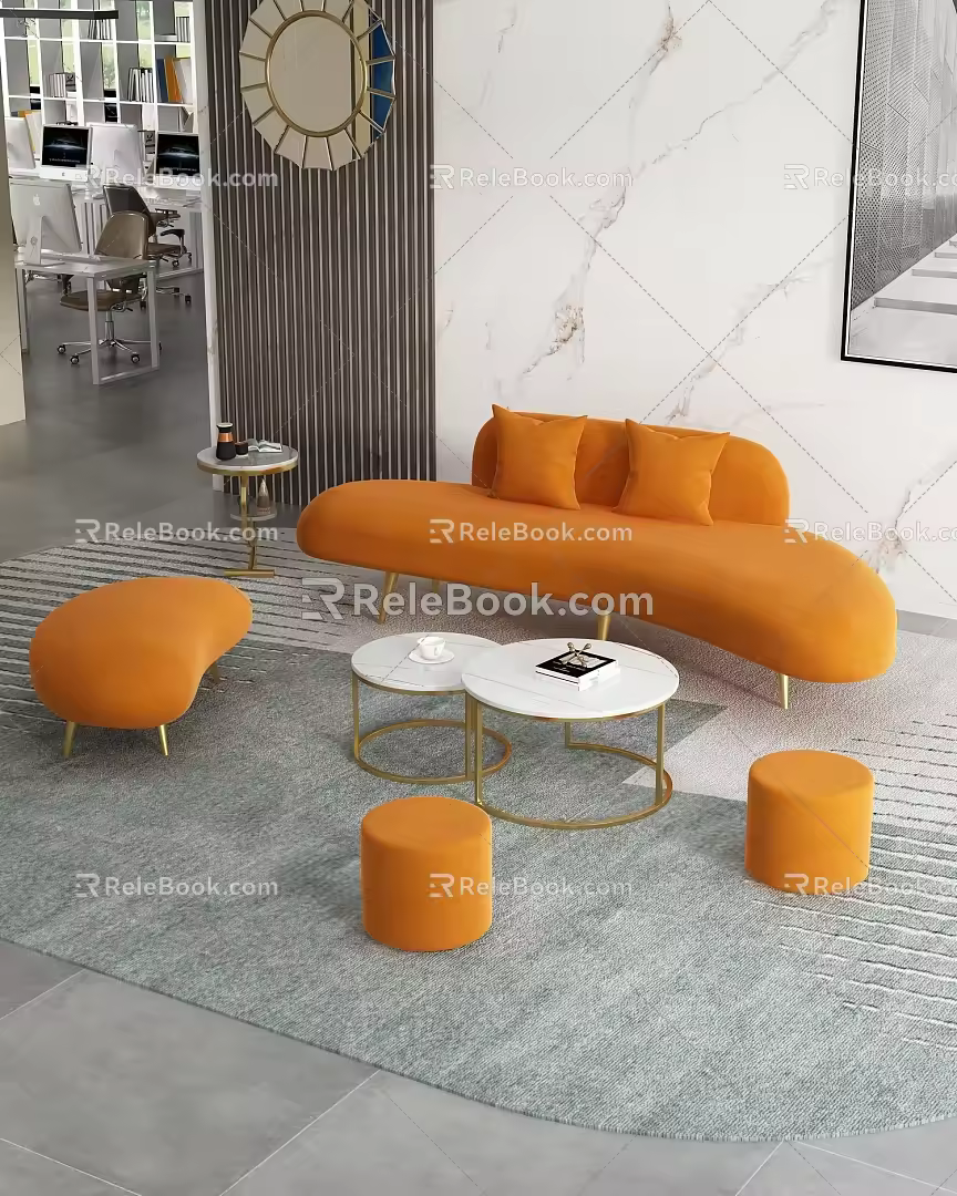 Nordic Sofa Coffee Table Combination Sofa Combination 3d model