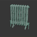 Vintage White Radiator With Rustic Design And Red Valves For Home Heating