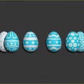 Easter Bunny Themed Colorful Blue White Eggs With Star Wave Striped Patterns On Black Background