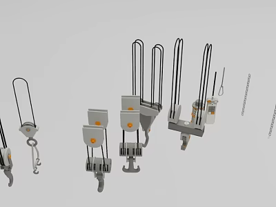 Various Industrial Equipment With Suspension Structures Metal Frames Hooks And Vertical Rods 3d model