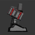 Mechanical Weapon Structure With Red Lights And Multi Armed Turret Design 3d model