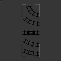 Wooden Rail Tracks With Curved Sections And Mine Cart On Gray Background