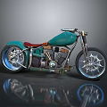 Vintage Teal Motorcycle With Red Seat Chrome Details And Stylish Wheels