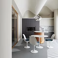 Modern Double Height Living Dining Room With Warm Wood Accents And Comfortable Sofa Interior Design