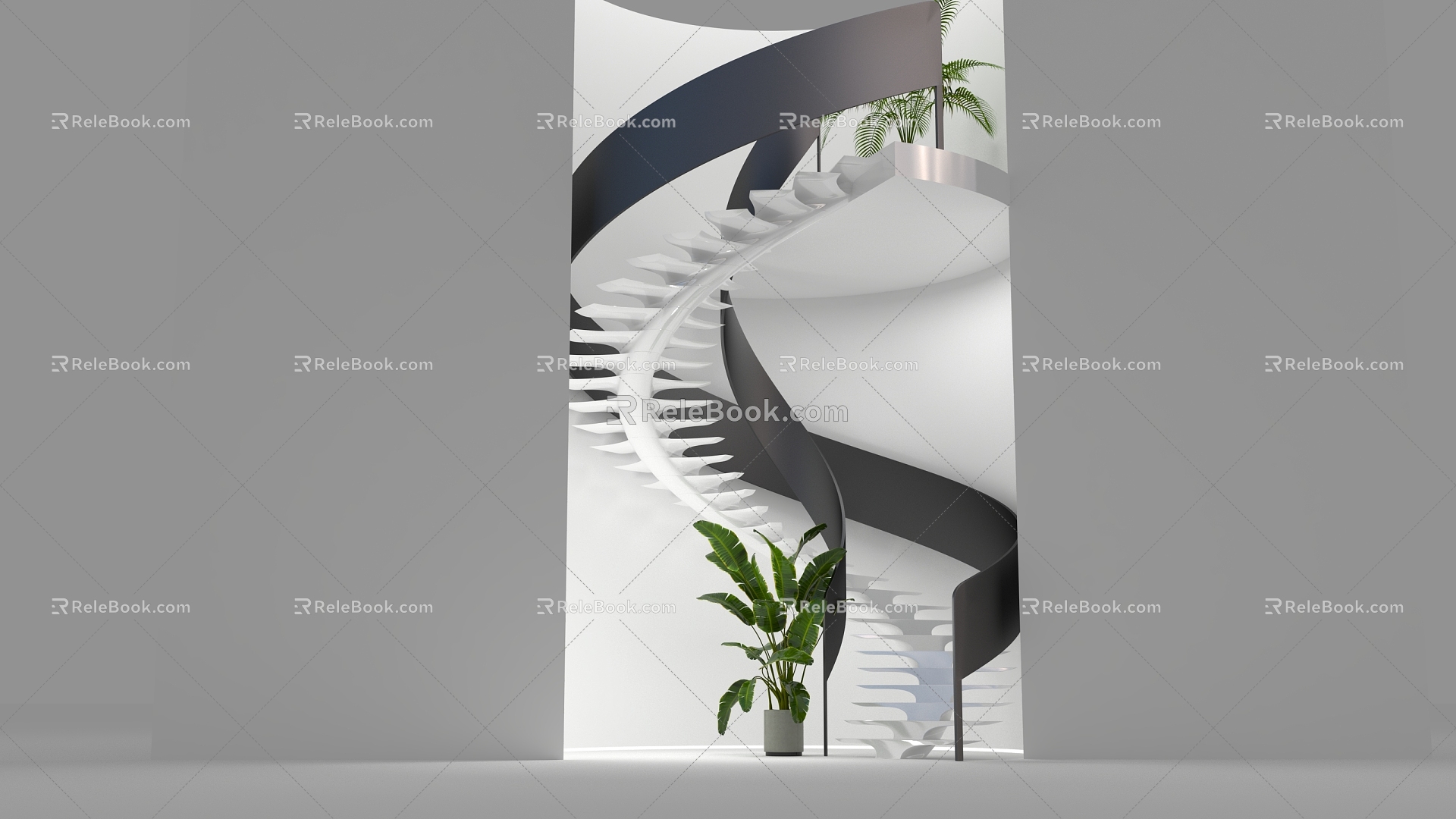 Modern Stairs Fishbone Stairs 3d model