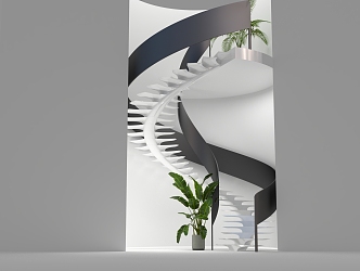 Modern Stairs Fishbone Stairs 3d model