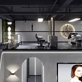 Modern Beauty Salon Interior Design With Open Space Sofa Chairs Large Screen And Stairs
