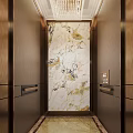 Luxurious Modern Elevator Interior Design With Marble Wall And Metal Accents 3d model