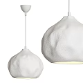 Modern White Textured Pendant Lights With Unique Shapes And Soft Glow 3d model