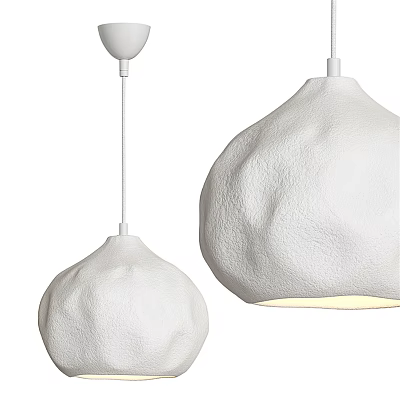 Modern White Textured Pendant Lights With Unique Shapes And Soft Glow 3d model