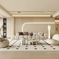 Modern Cream Style Living Room Sofa Coffee Table Combination Lazy Sofa 3d model