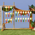 Traditional Lantern Riddles Photo Spot With Bamboo Frame Colorful Lanterns And Floral Decorations