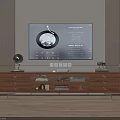 Wooden TV Stand With Drawers Glass Doors TV Speaker And Decorative Items
