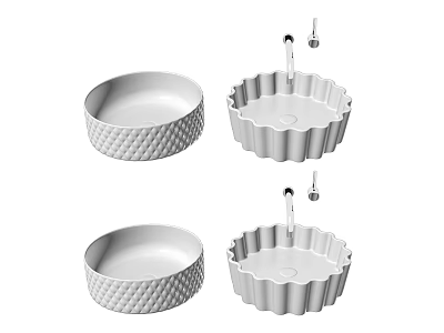 Ceramic Bathroom Washbasins With Textured Edges And Petal Shaped Designs 3d model