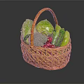 Fresh Assorted Vegetables in Wicker Basket Including Cabbage Broccoli Radishes and Cucumbers