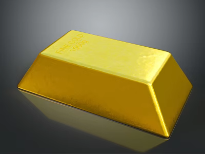 Delicious Gold Bar Shaped Chocolate Dessert With Smooth Surface And Shiny Finish 3d model