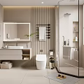 Modern Bathroom Interior Design With Glass Shower Enclosure Vanity Mirror And Natural Light