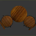 Industrial Style Wooden Dining Chairs With Metal Cross Frames And Round Table