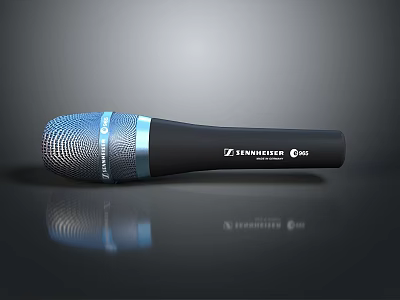 Sennheiser e835 Professional Dynamic Microphone With Blue Accent Ring Black Handle For Audio Recording 3d model