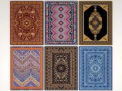 European Style Square Carpet Bedroom Living Room Carpet 3d model