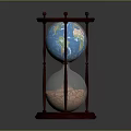 Red Wooden Frame Hourglass With Silver Glass Bulbs And Reflection Base