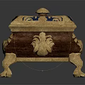Elegant Wooden Display Shelf With Gold Accents Showcasing Exquisite Decorative Items