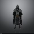 Man In Medieval Knight Armor With Black Cloak Full Body Standing