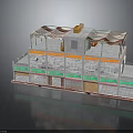 Multi Storey Building With Colorful Green Orange Exterior Walls Roof Awnings And Windows
